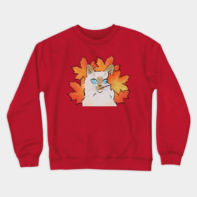 Cute Cat in fall Crewneck Sweatshirt by Mimie20